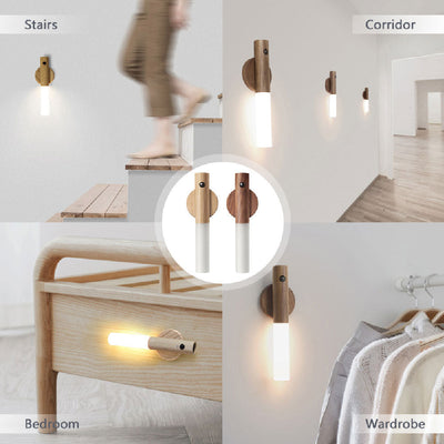 Motion Sensor Magnetic Wood Wireless Light