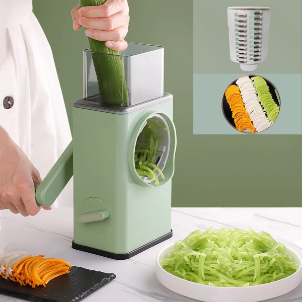 Multifunctional Manual Rotary Vegetable Cutter & Grater for Kitchen.