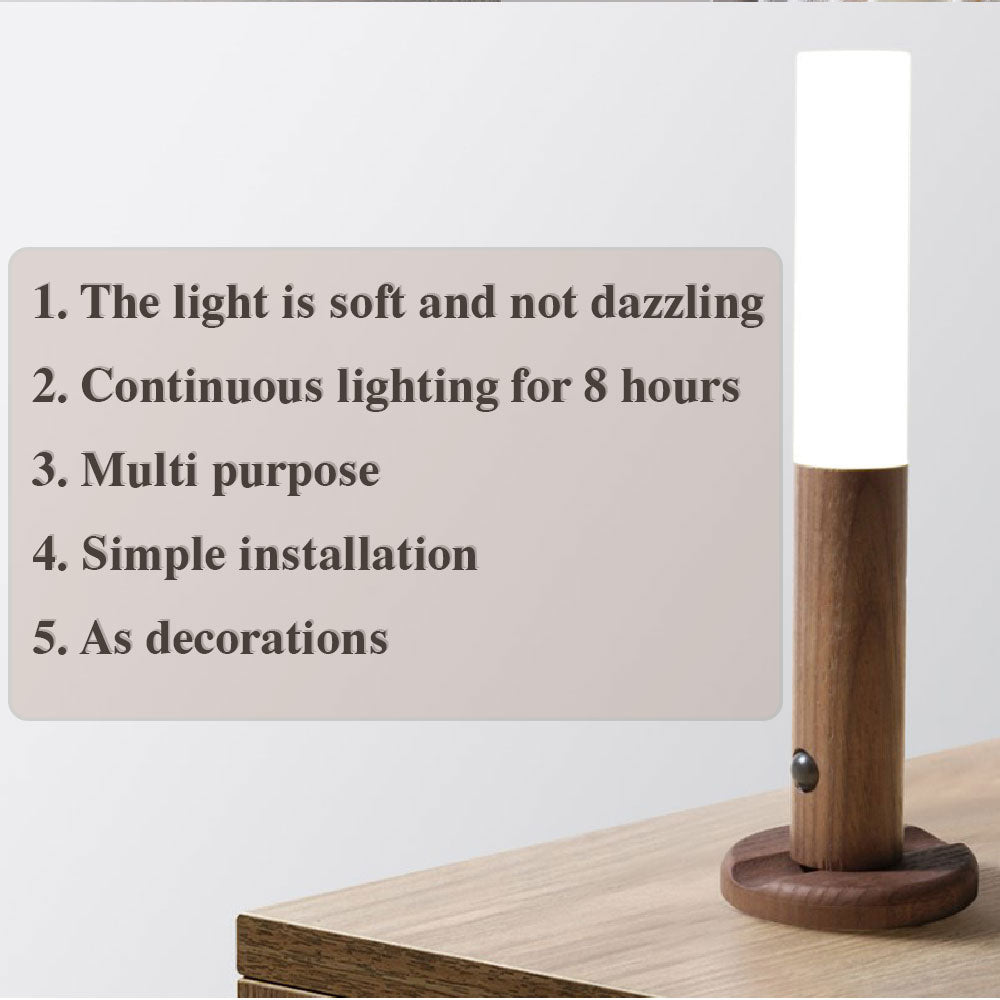 Motion Sensor Magnetic Wood Wireless Light